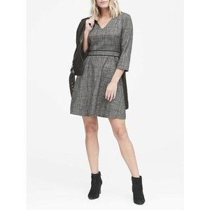 NWT Banana Republic fit & flare dress, gray plaid